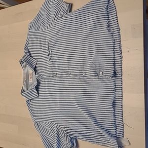 LIKE NEW Penguin Munsingwear Blue and White Striped Boxy Blouse Vintage Inspo